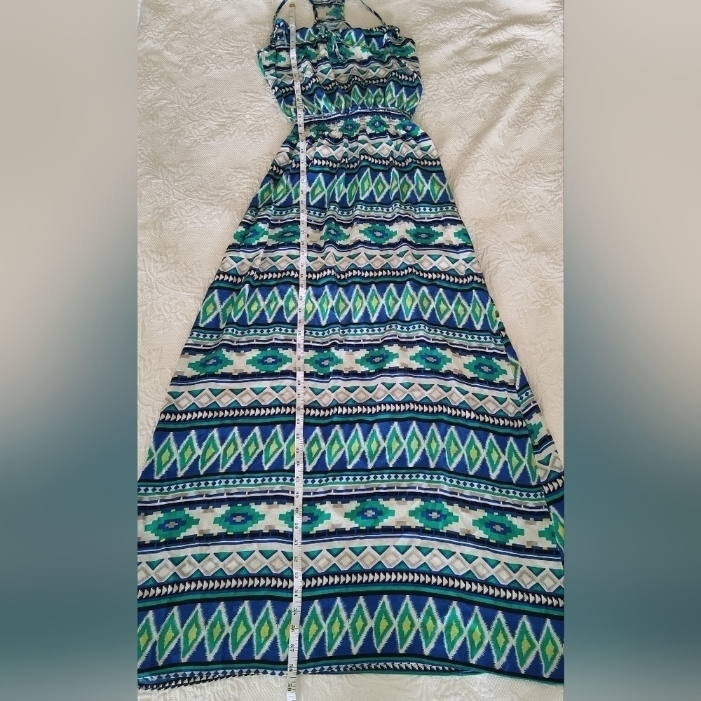 Parker Silk Green Blue White Design Dress size XS - Picture 7 of 7